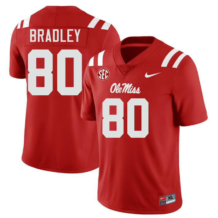 Ole Miss Rebels #80 Hayden Bradley College Football Jerseys Stitched-Red